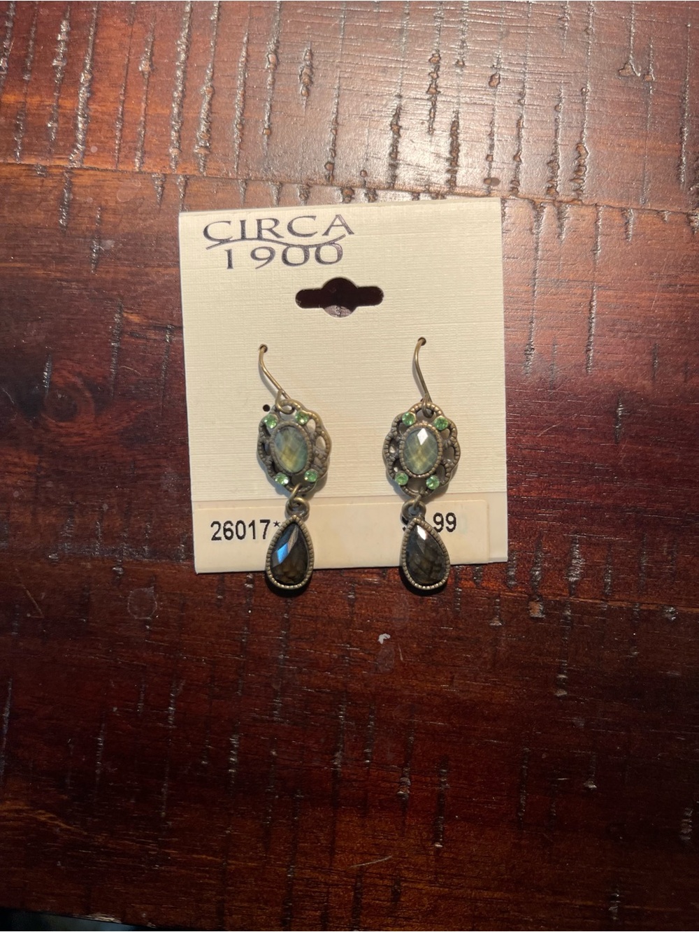 Green Teardrop Dangle Earrings